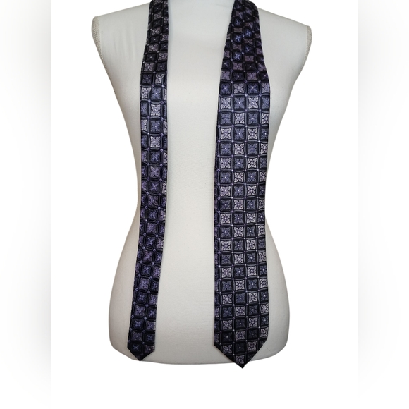 Zianetti Other - Zianetti Italian Silk Tie Purple Black Geometric Pattern